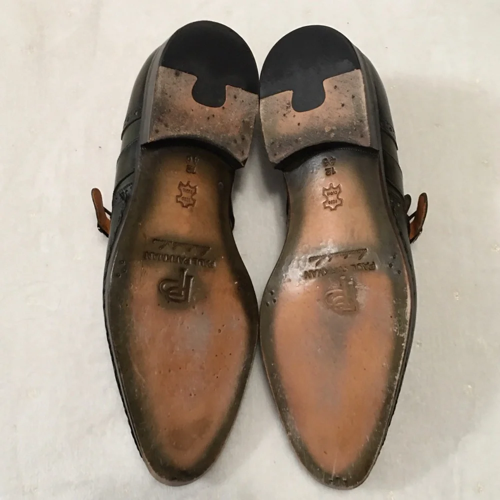 Paul Parkman Green Leather Wingtip Monkstrap Shoes - Picture 9 of 13
